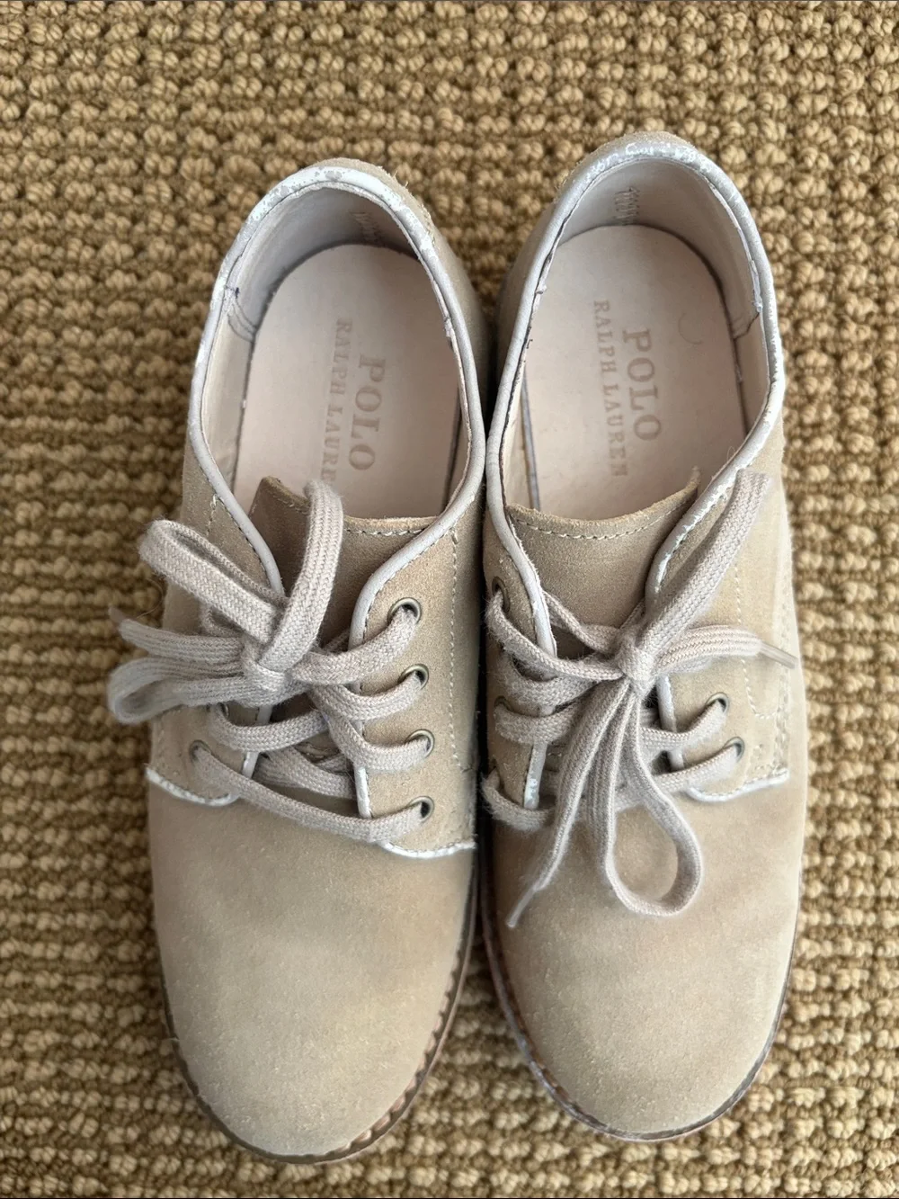 Kids Polo by Ralph Lauren Light Beige Suede Lace-Up Oxfords